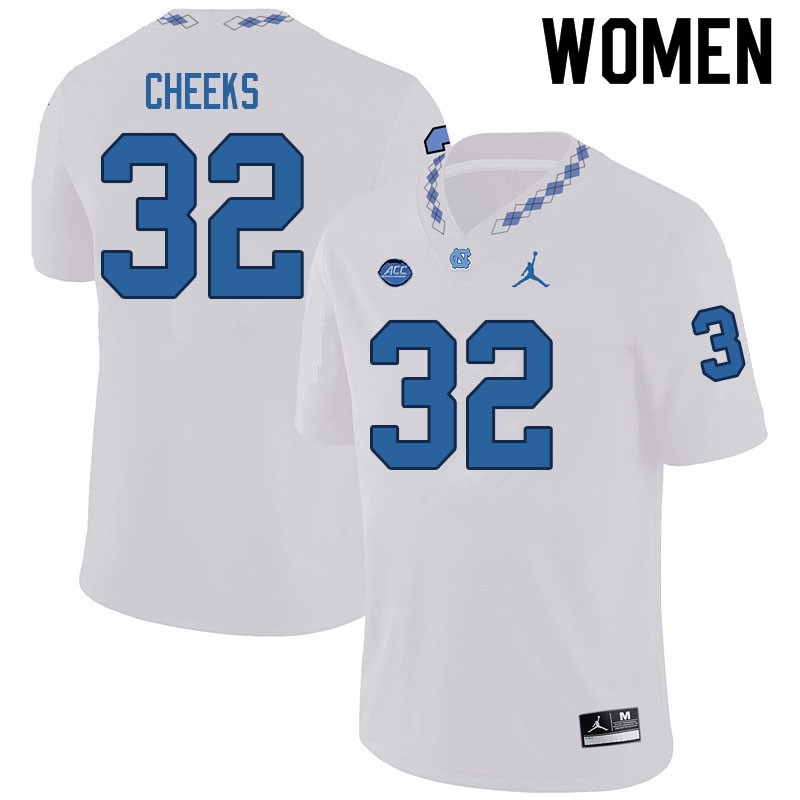 Women #32 Sebastian Cheeks North Carolina Tar Heels College Football Jerseys Sale-White